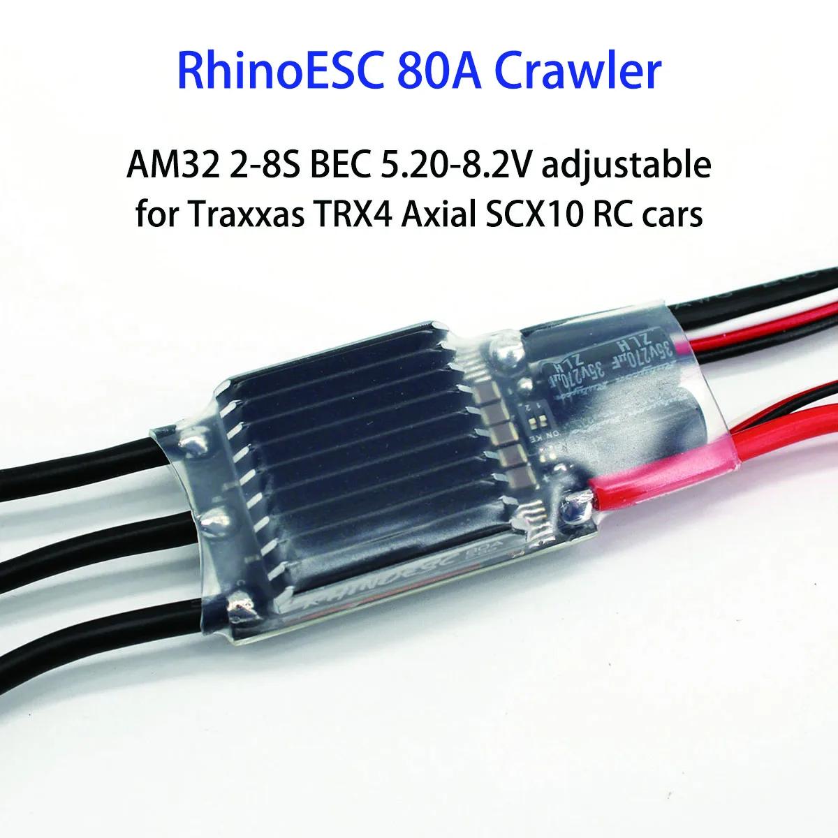 RhinoESC ũѷ ڵ 귯ø ESC AM32 VE80A BEC 5.20-8.2V, 1/8 1/10 ü߰ ڵ  SCX10 Traxxas TRX-4 TRX-6